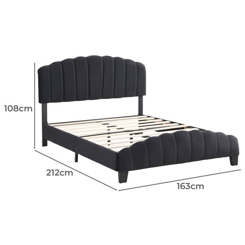 Black Aldgate Velvet Platform Bed