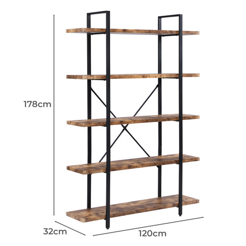 5 Tier Industrial Bookshelf