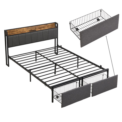 Barrett Bed Frame with Outlets & USB Ports