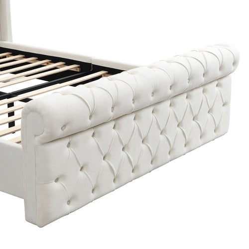 Conall Button Tufted Chenille Bed Frame