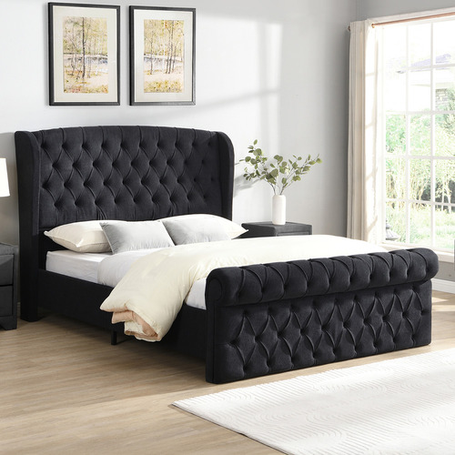 Conall Button Tufted Chenille Bed Frame