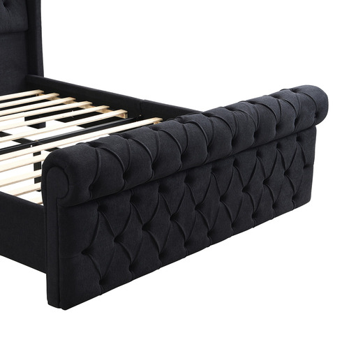 Conall Button Tufted Chenille Bed Frame