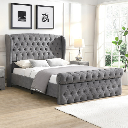 Conall Button Tufted Chenille Bed Frame