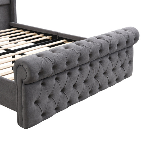 Conall Button Tufted Chenille Bed Frame