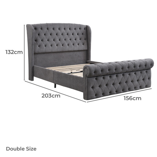 Conall Button Tufted Chenille Bed Frame