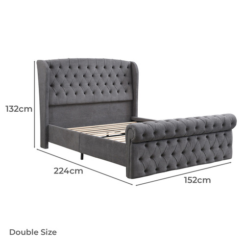Conall Button Tufted Chenille Bed Frame