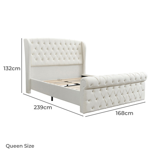 Conall Button Tufted Chenille Bed Frame