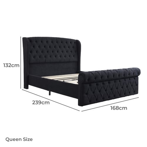 Conall Button Tufted Chenille Bed Frame