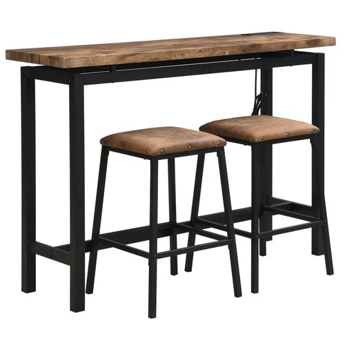2 Seater Anslie Bar Table with Charging Station & Stool Set