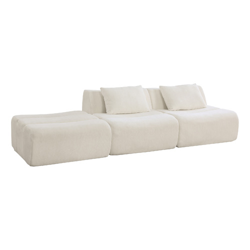 Claire 3 Seater Linen Modular Sofa & Ottoman Set