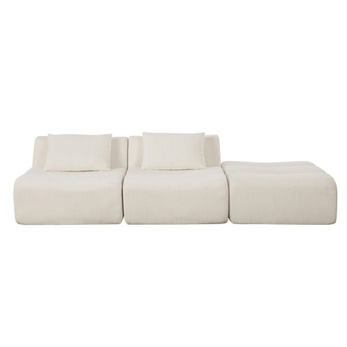 Claire 3 Seater Linen Modular Sofa & Ottoman Set