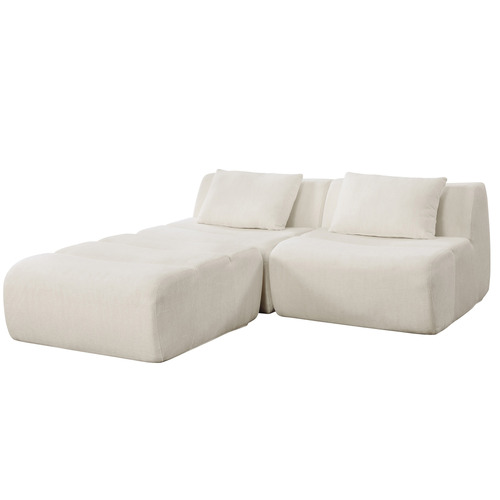 Claire 3 Seater Linen Modular Sofa & Ottoman Set