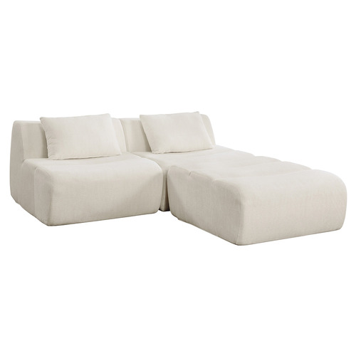 Claire 3 Seater Linen Modular Sofa & Ottoman Set