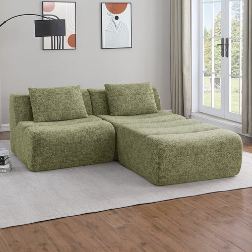 Claire 3 Seater Armless Modular Sofa with Ottoman