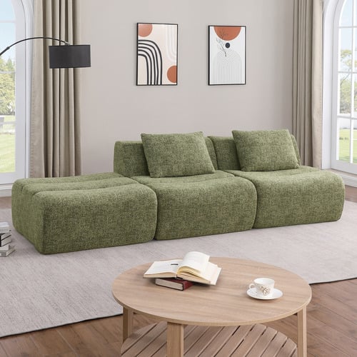 Claire 3 Seater Armless Modular Sofa with Ottoman