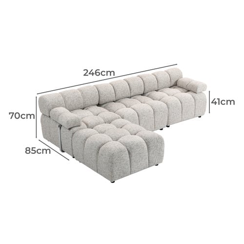 Clemens 4 Seater Chenille Sectional Sofa & Ottoman Set