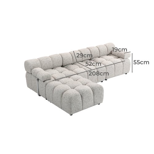 Clemens 4 Seater Chenille Sectional Sofa & Ottoman Set