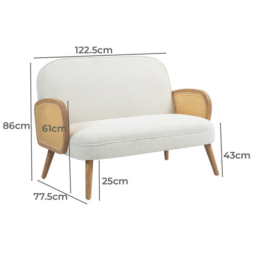 Shaan 2 Seater Boucle & Rubberwood Sofa