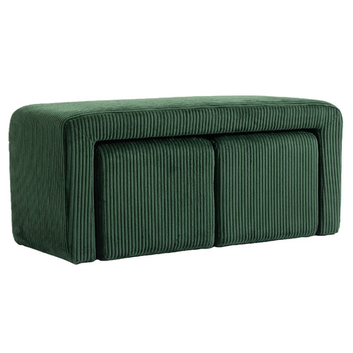 3 Piece Opher Corduroy Bench & Ottoman Set