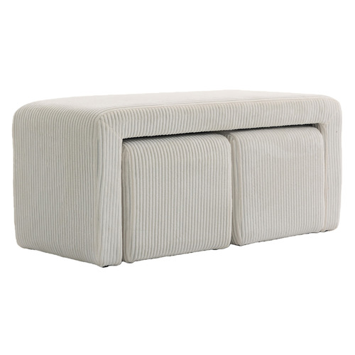 3 Piece Opher Corduroy Bench & Ottoman Set