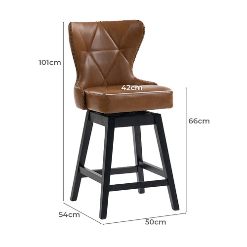 66cm Xander Rubberwood Swivel Counter Stools