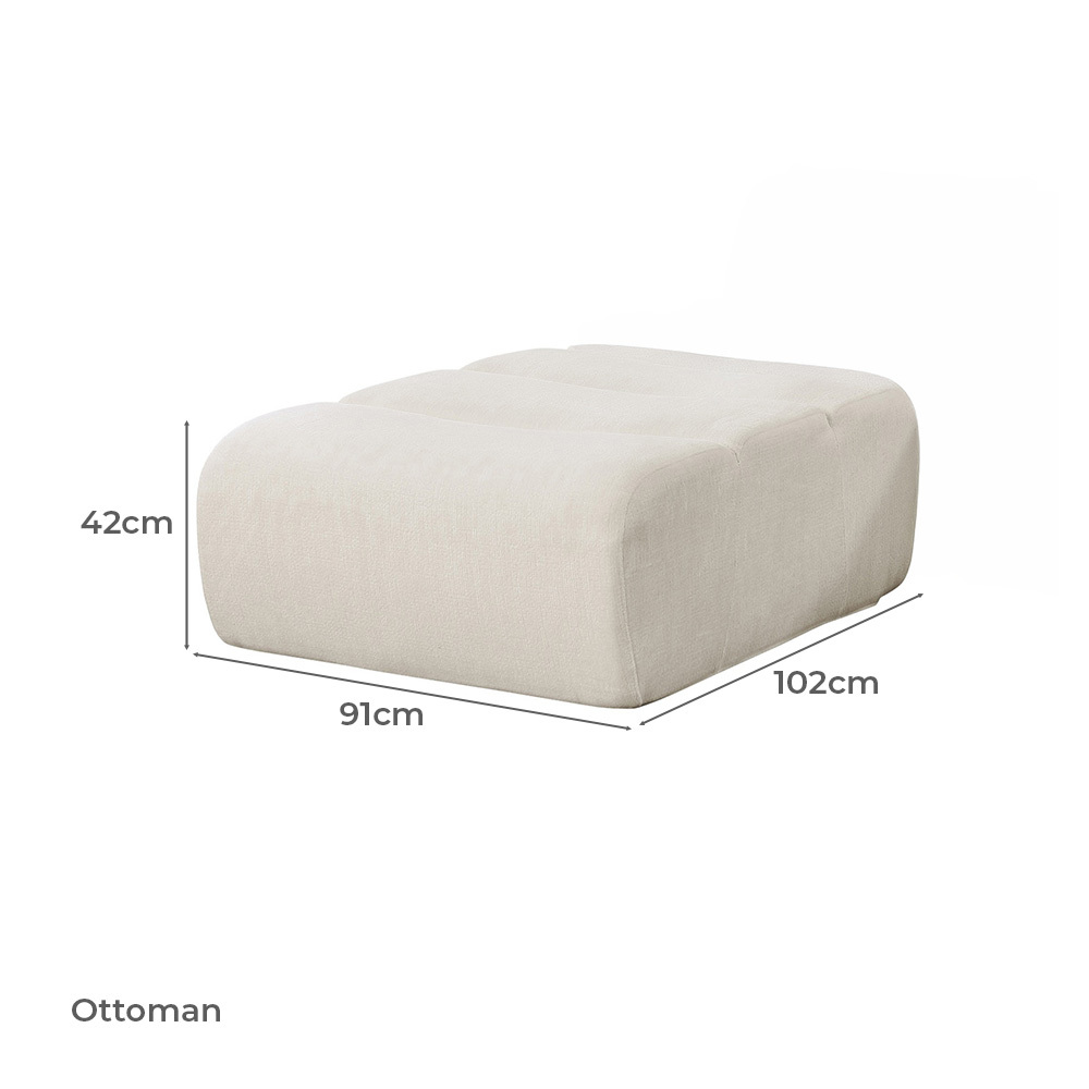 Claire 3 Seater Linen Modular Sofa & Ottoman Set