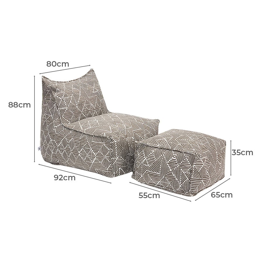 2 Piece Azure Outdoor Lounge Chair & Ottoman Set