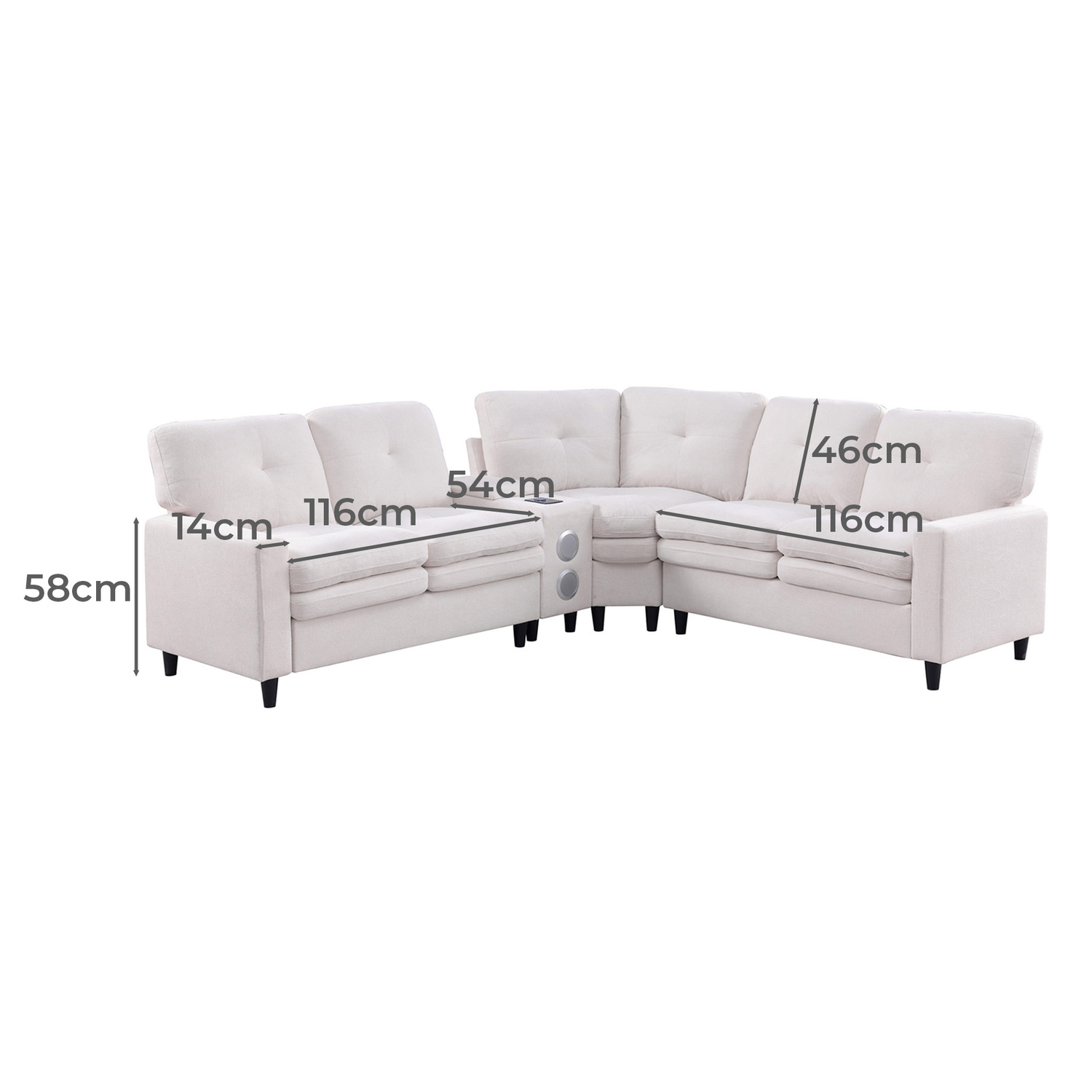 Wilmer 5 Seater Upholstered Modular Sofa