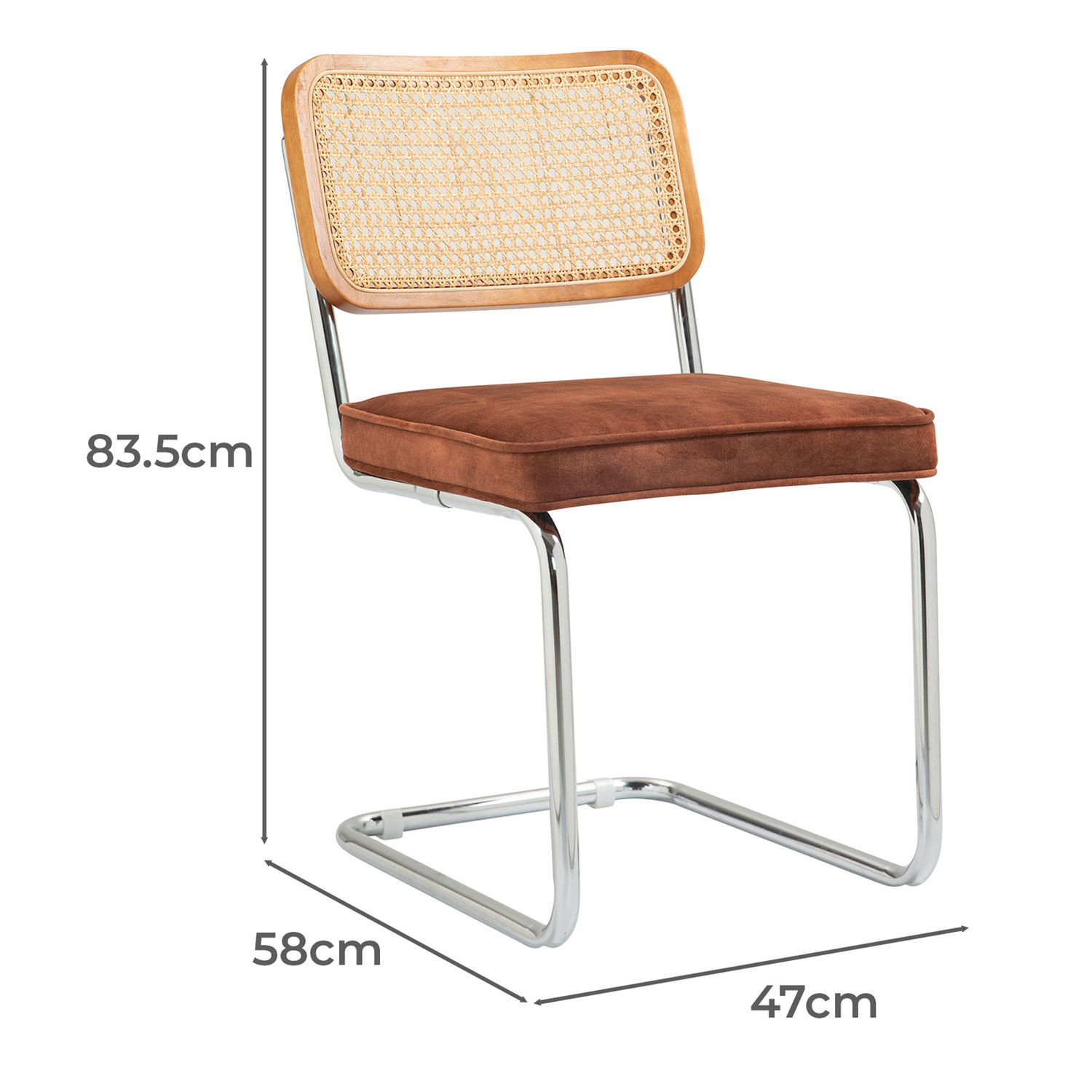 Marcel Breuer Cesca Replica Velvet Cantilever Dining Chairs