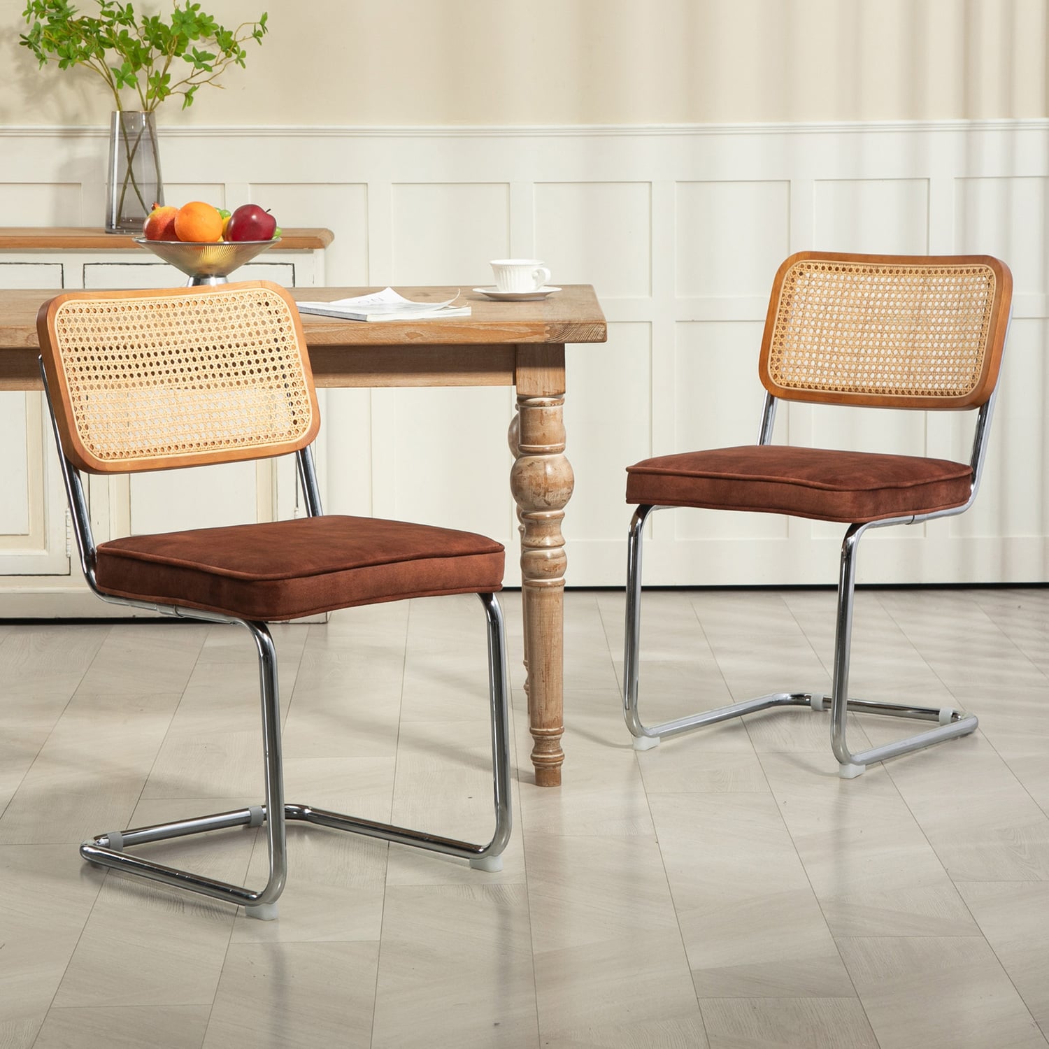 Marcel-Breuer-Cesca-Replica-Velvet-Cantilever-Dining-Chairs