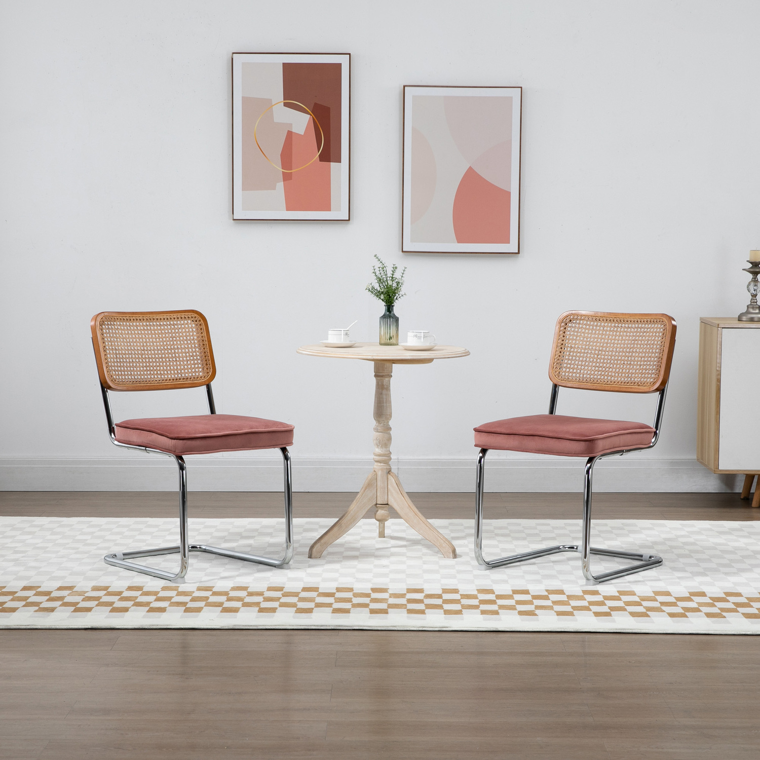 Marcel-Breuer-Cesca-Replica-Velvet-Cantilever-Dining-Chairs
