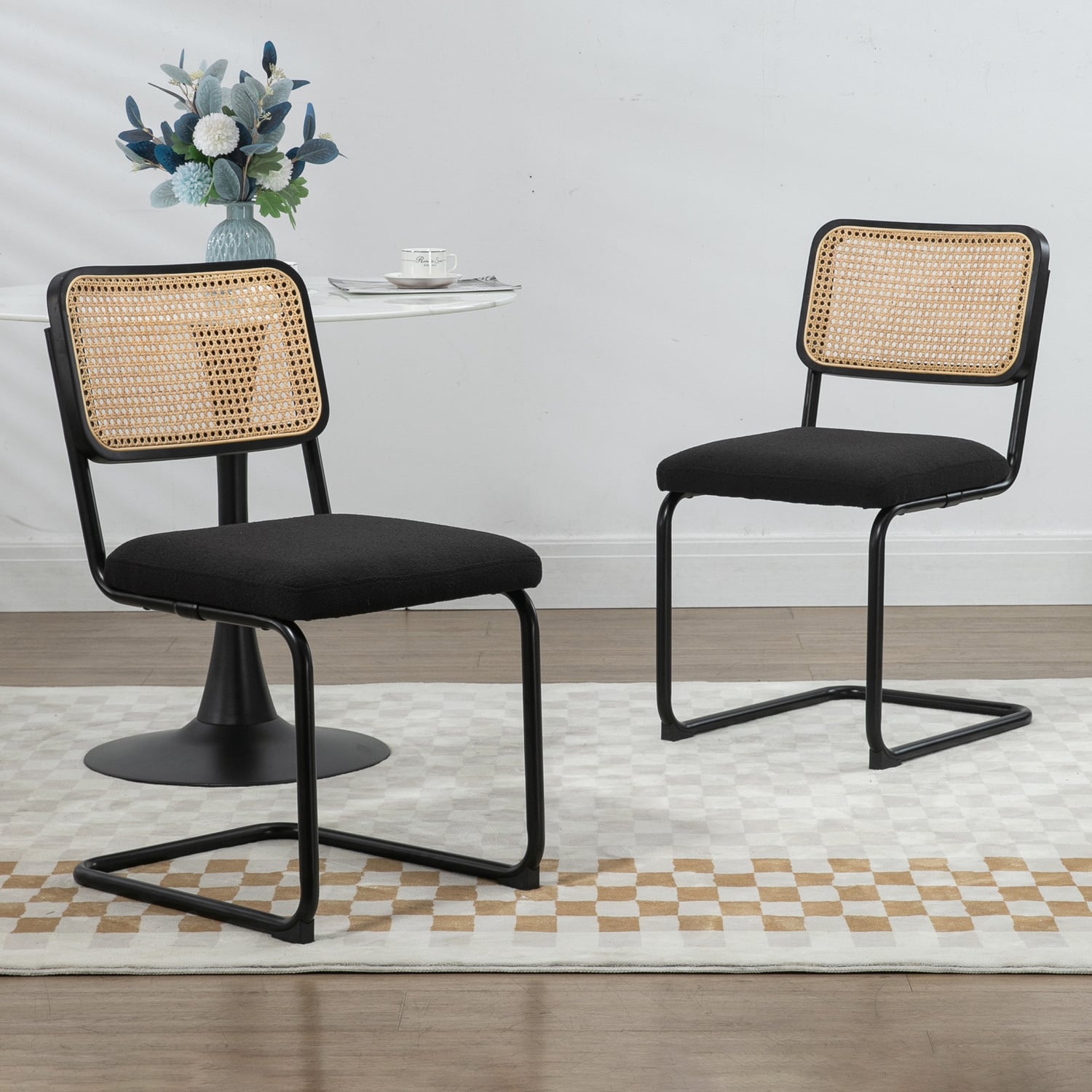 Marcel Breuer Cesca Replica Cantilever Boucle Dining Chairs