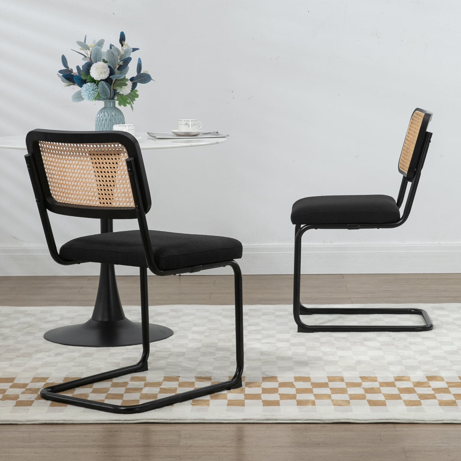 Marcel Breuer Cesca Replica Cantilever Boucle Dining Chairs