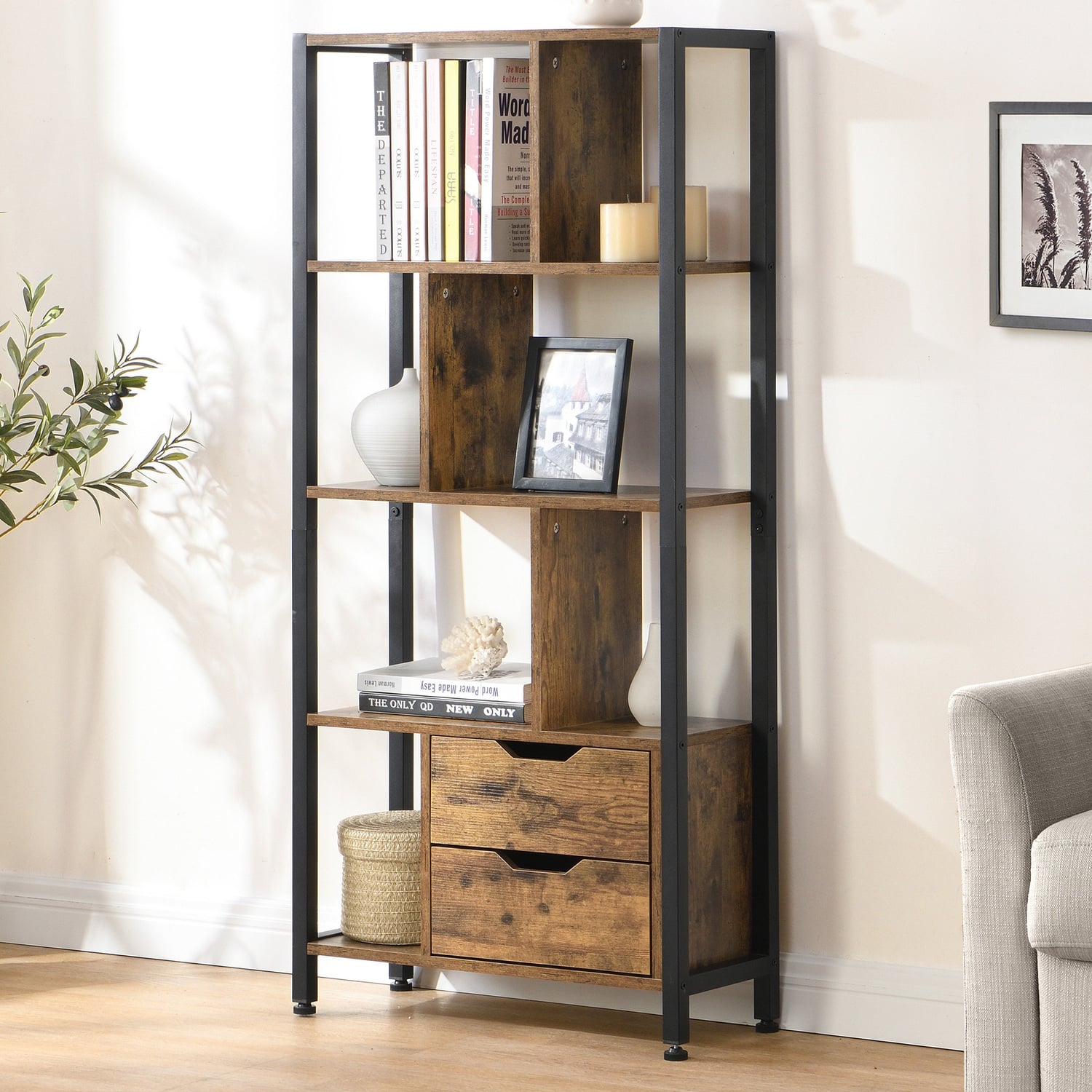 Damien 5 Tier Bookshelf