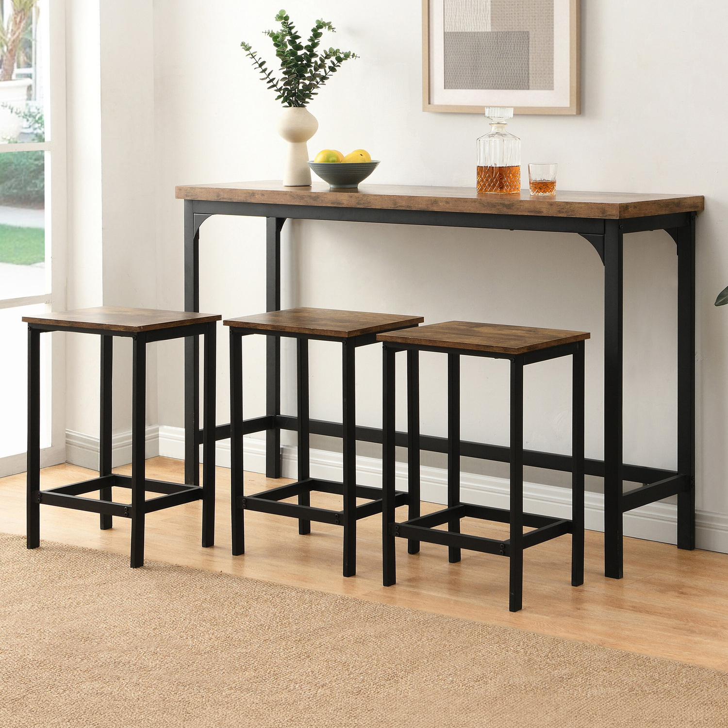 3 Seater Vince Bar Table & Stool Set