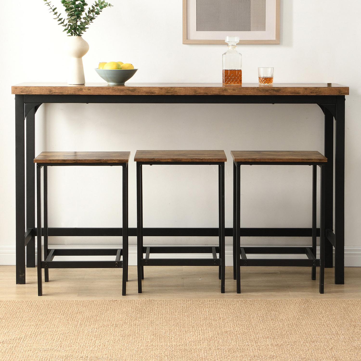 3 Seater Vince Bar Table & Stool Set