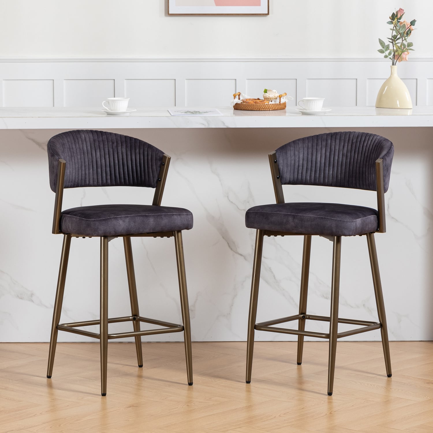 66cm Chacino Velvet Bar Stools