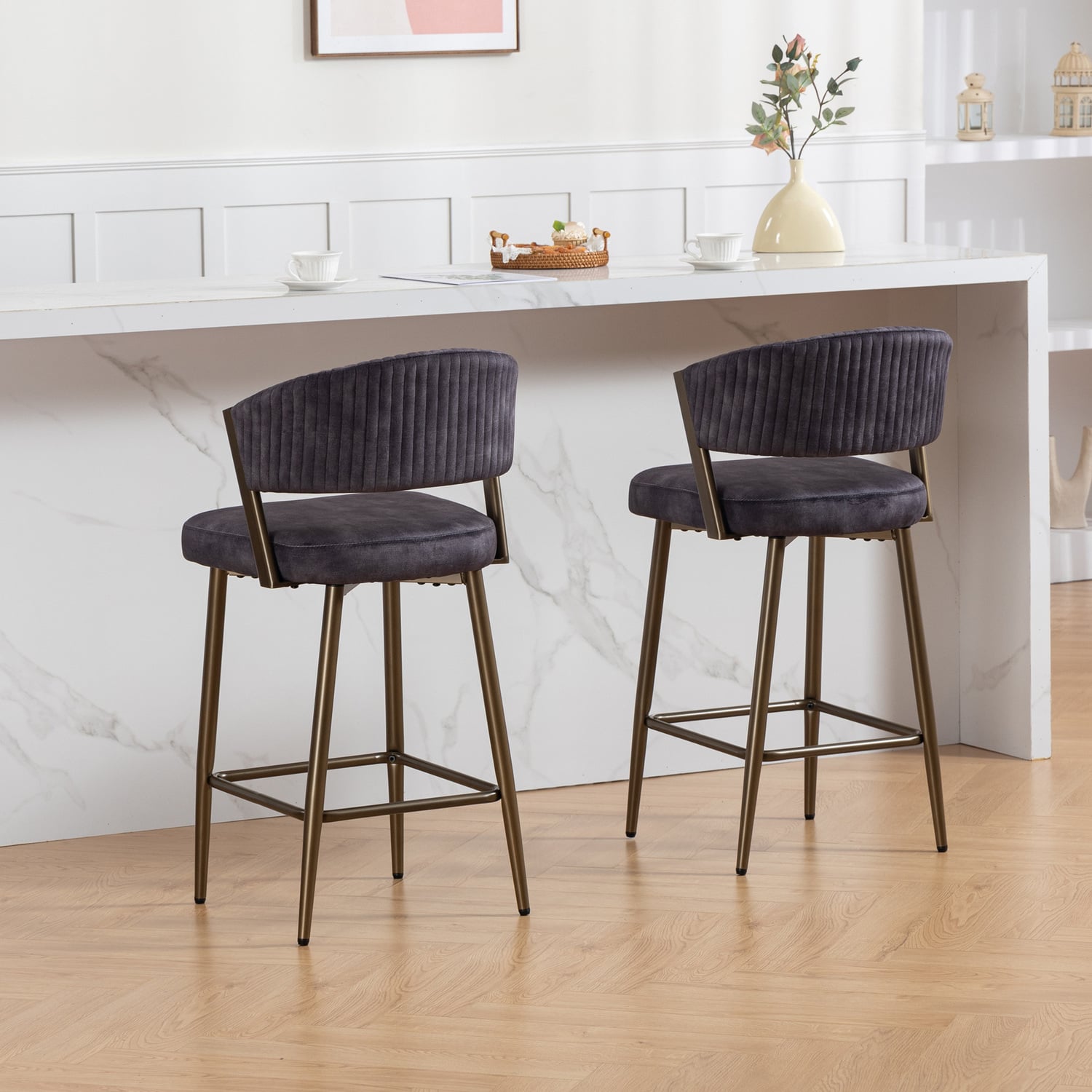 66cm Chacino Velvet Bar Stools