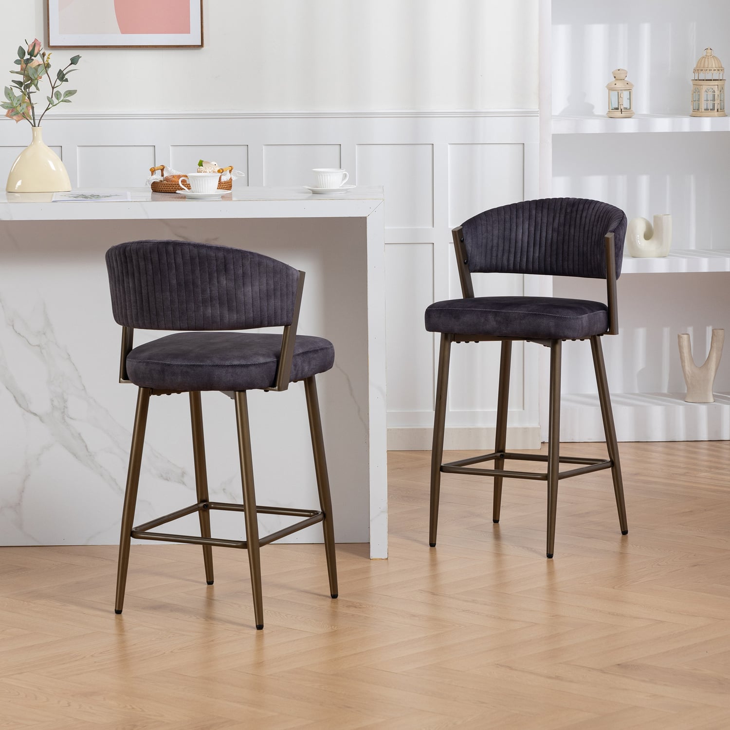 66cm Chacino Velvet Bar Stools