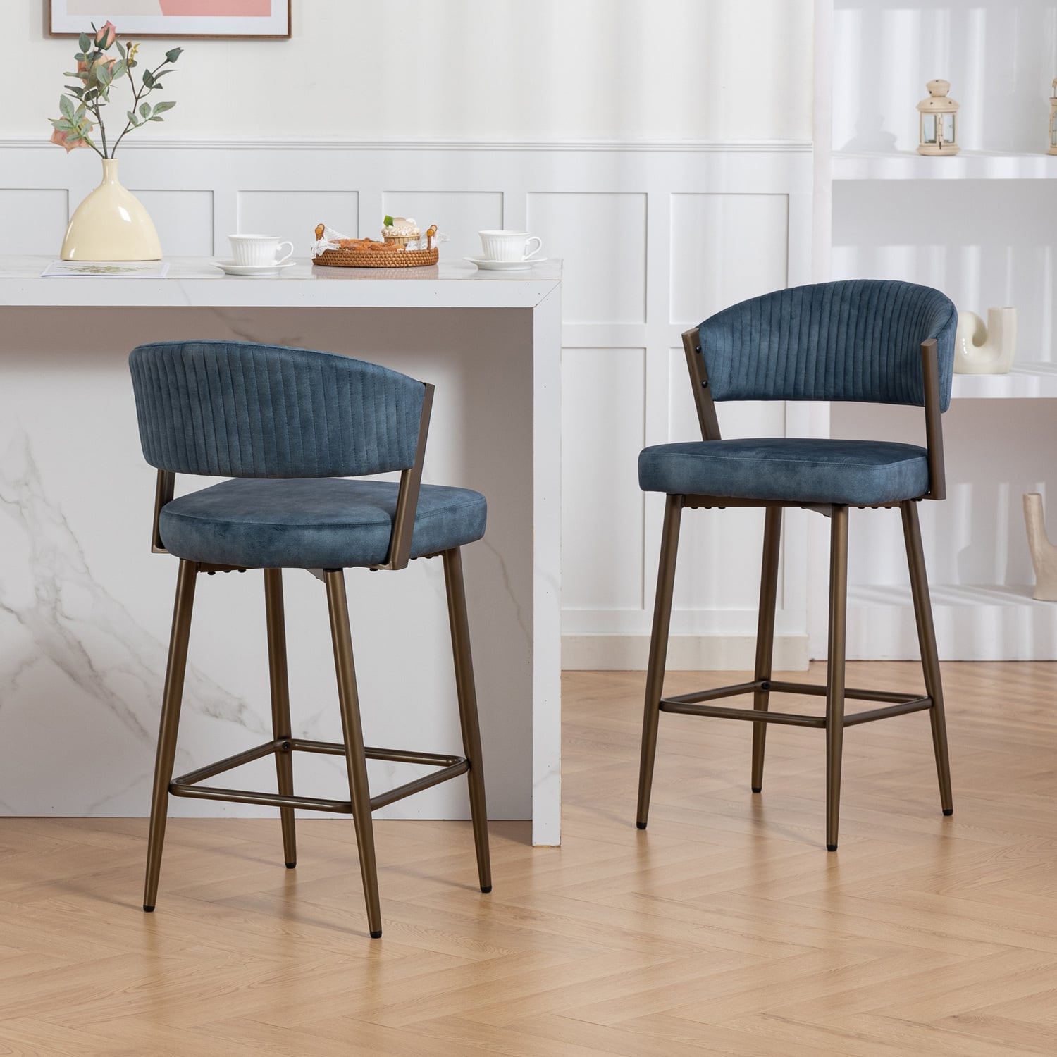 66cm Chacino Velvet Bar Stools