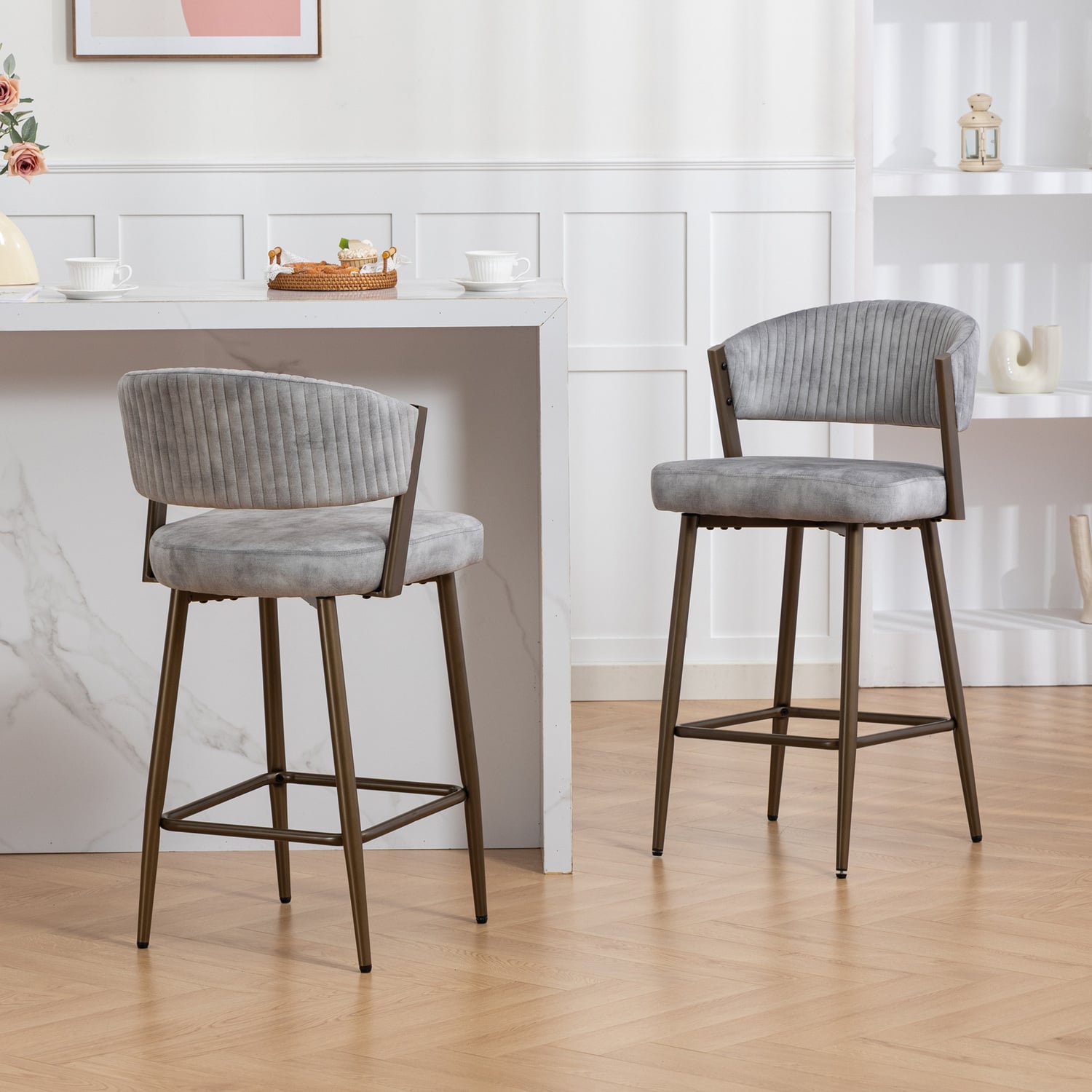 66cm Chacino Velvet Bar Stools
