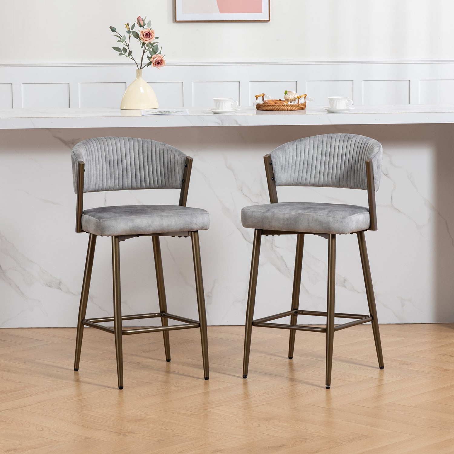 66cm Chacino Velvet Bar Stools