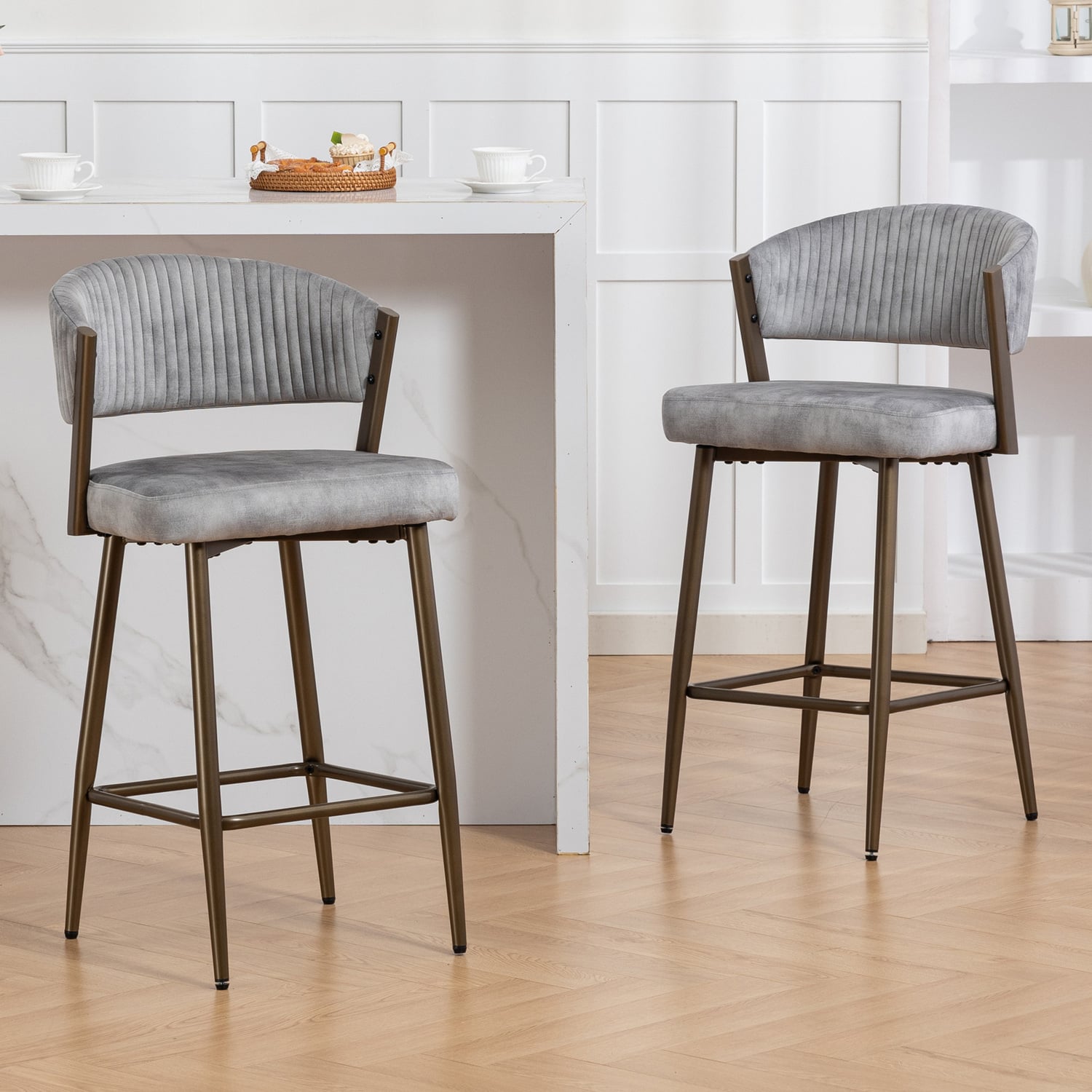 66cm Chacino Velvet Bar Stools