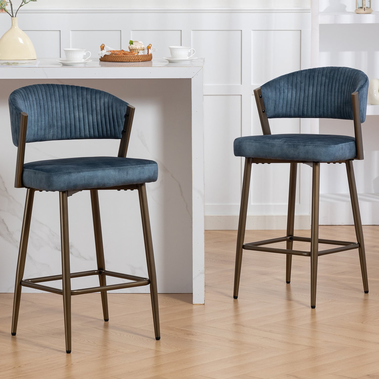 66cm Chacino Velvet Bar Stools