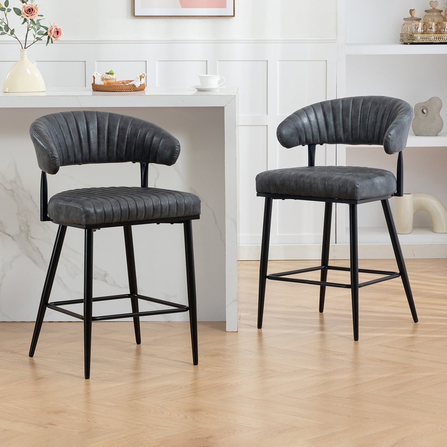 66cm Aires Faux Leather Bar Stools