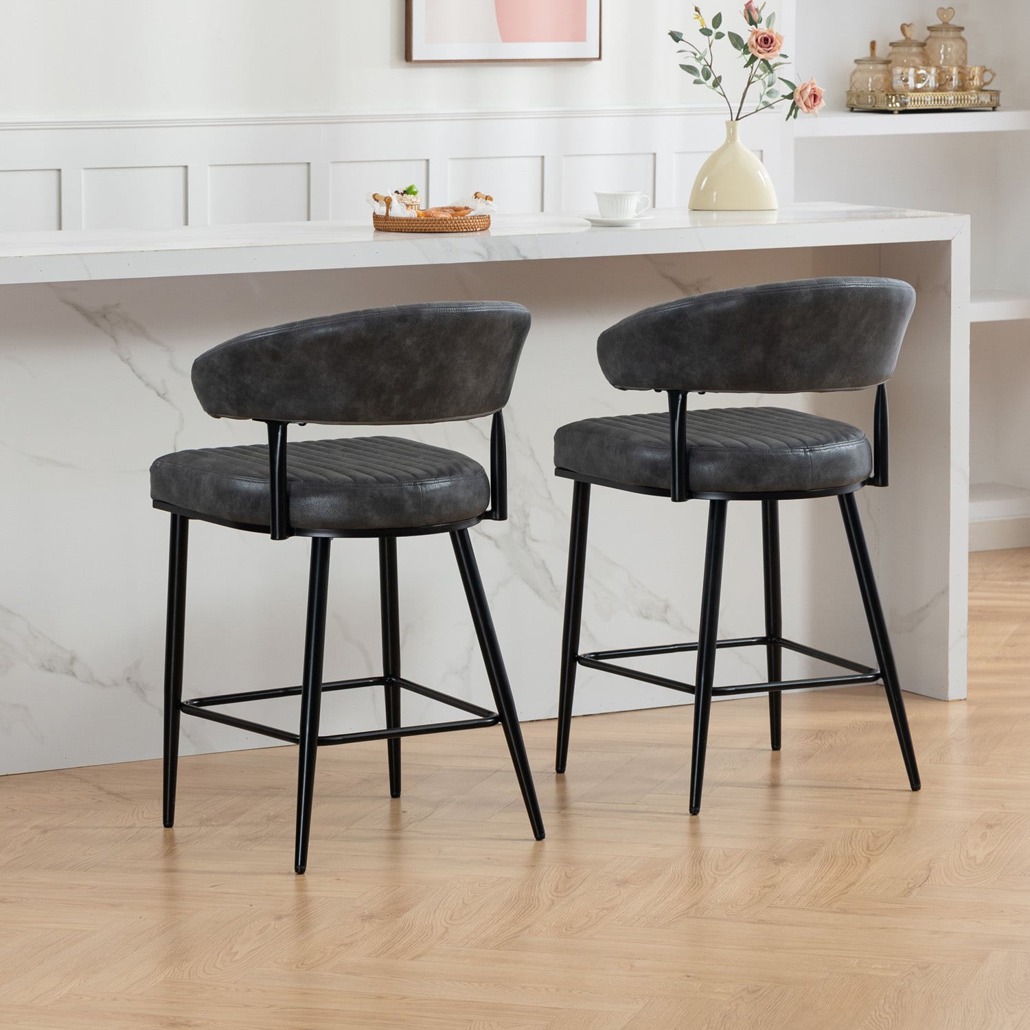 66cm Aires Faux Leather Bar Stools