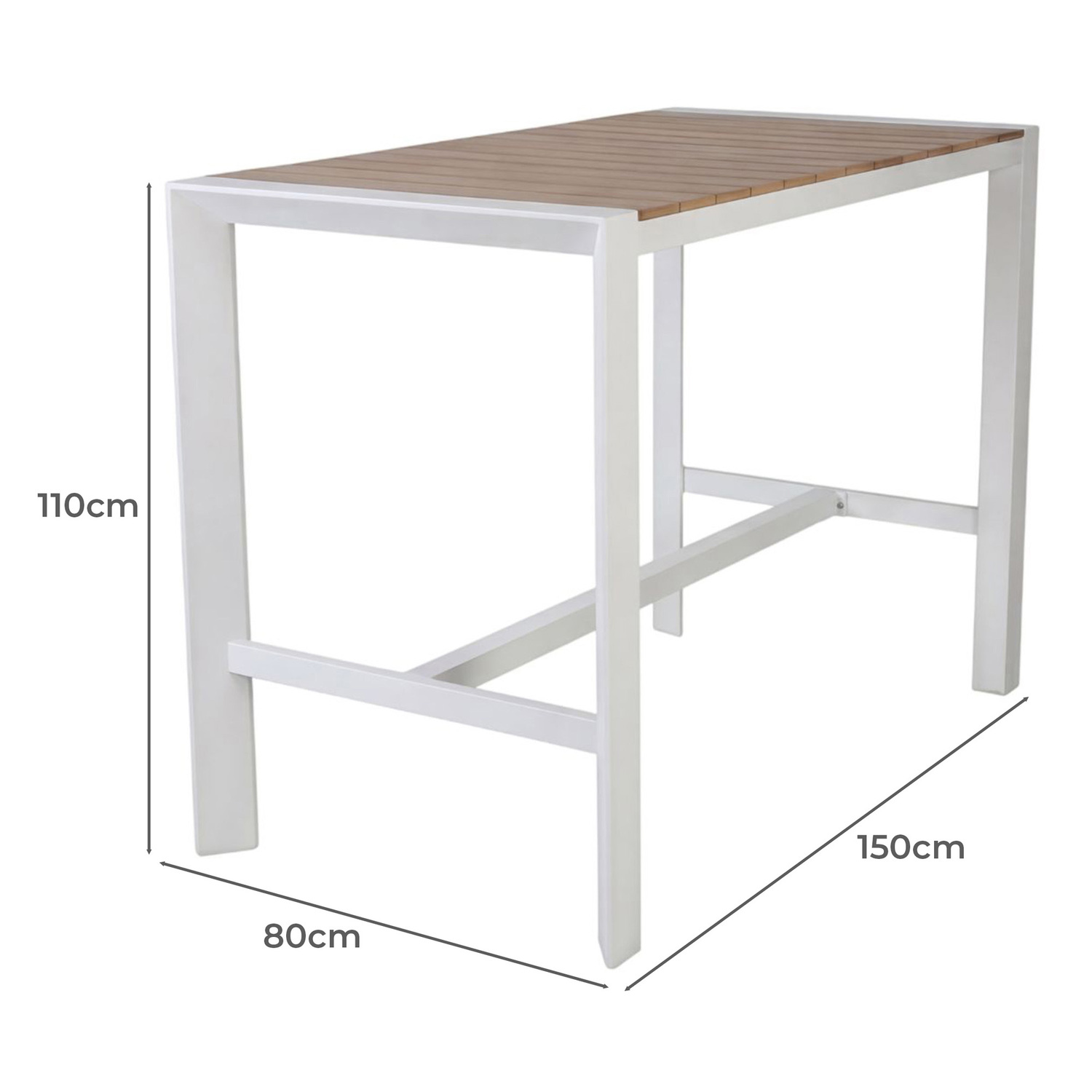 Damien Rectangular Aluminium Outdoor Bar Table