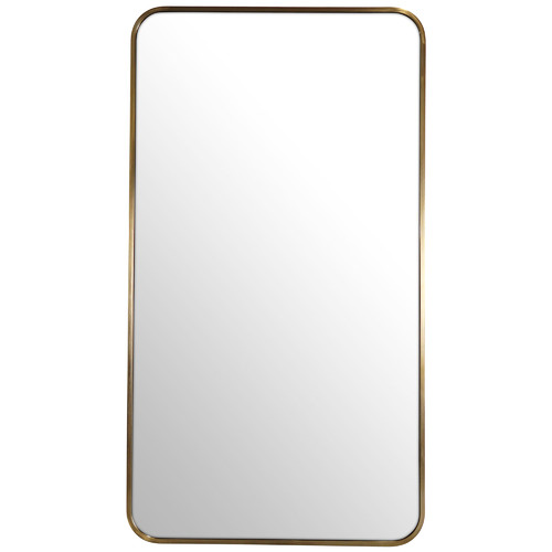 Futureglass Satin Brass Radius Corner, Modern Stainless Steel Frame Mirror
