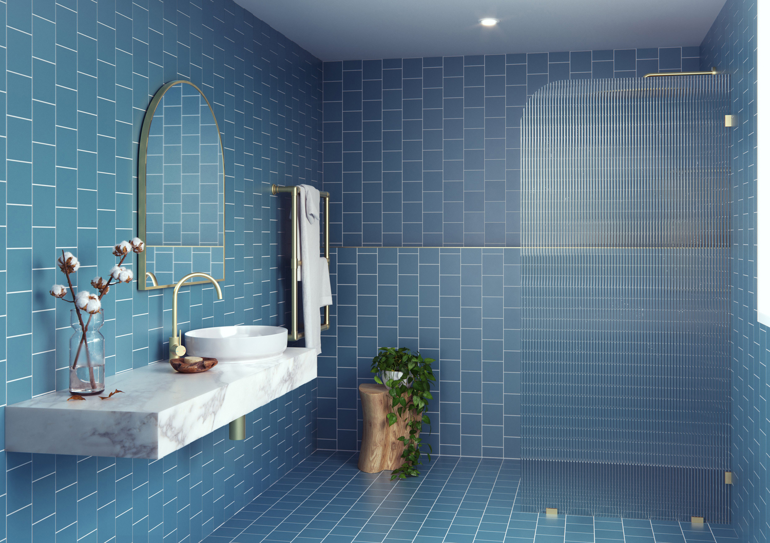 Right Radius Fluted Shower Screen