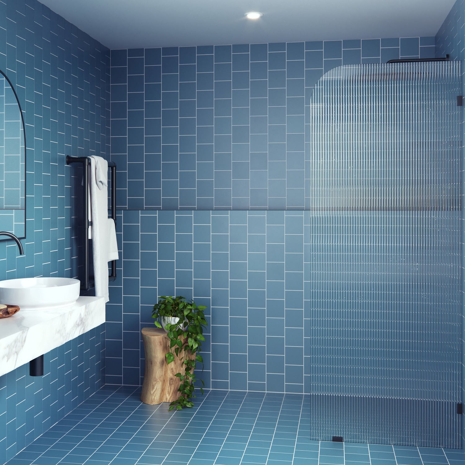 Right Radius Fluted Shower Screen